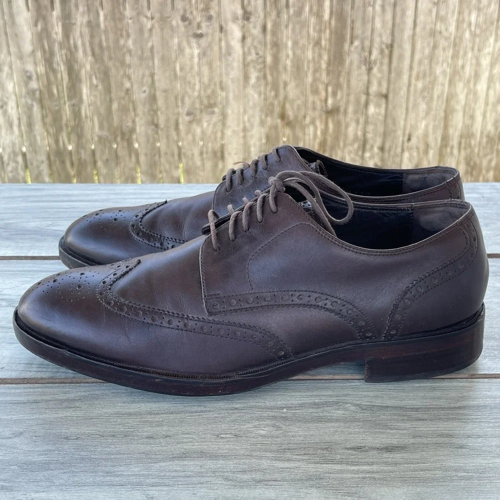 COLE HAAN Grand OS Wingtip Oxfords Men 8M Brown Leather Watson Brogue Dress Shoe